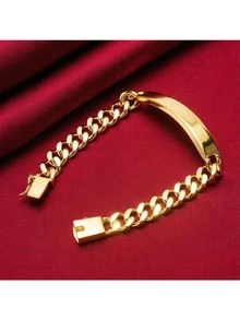 18K镀金设计 高贵典雅 10毫米 男女通用链条饰品 时尚几何手链 工厂价 - 金色 - 查看 2