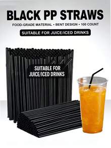 Ống hút nhựa dẻo Gorsmoon 100/200 chiếc, màu đen, dùng để uống cocktail. - Xem 4