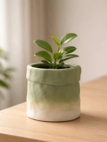 1pc Gradient Green Plant Pots, Indoor Planter Pots For Living Room Balcony Table, Perfect For Plants & Home Decor - Flowerpot - View 7