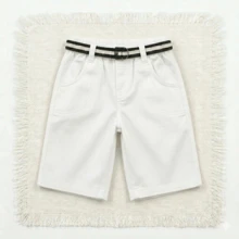 Boys' Denim/Twill Bermuda Shorts With Belt And Pockets | Casual Smart. - trắng - Xem 5