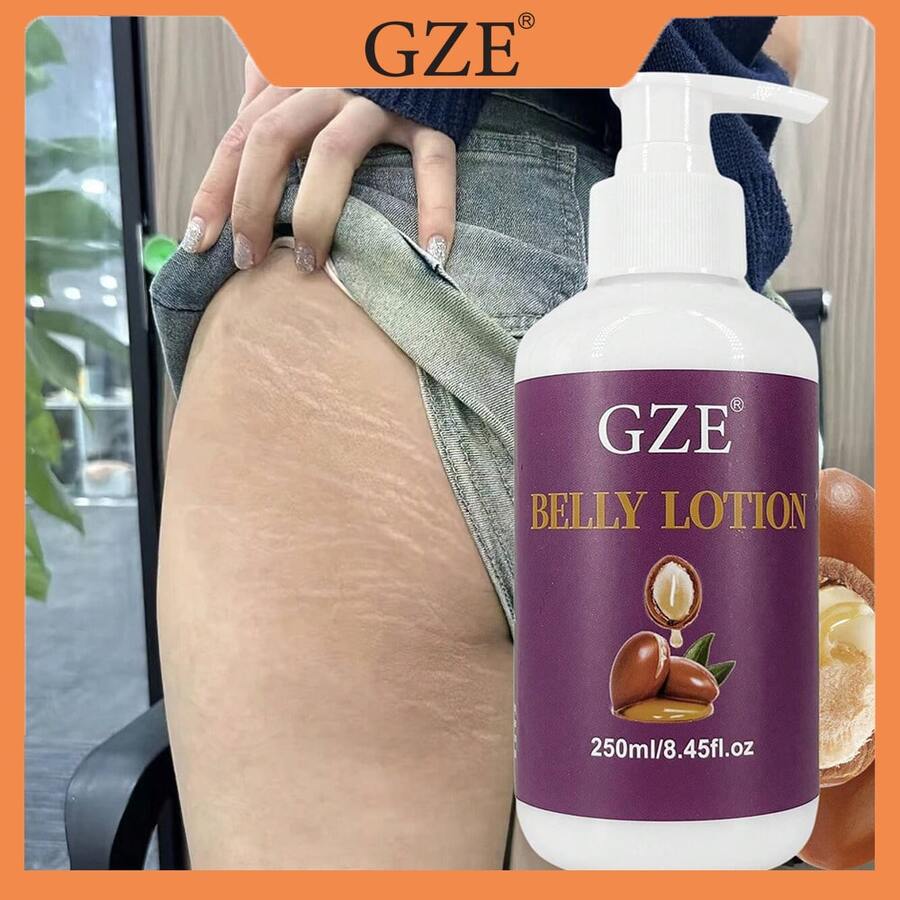GZE 乳木果油配方身体乳，淡化妊娠纹，紧致肌肤，富含胶原蛋白和透明质酸，紧致肌肤，改善衰老，滋润干燥肌肤，适用于身体和腹部。 - 白色 - 查看 1