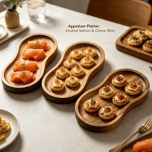 1/2/3pcs Set - Premium Oval Shaped Rosewood Tray - Dessert Serving Plate, Coffee Tray, Food Platter, Japanese Style Dessert, Coffee, Snack Fruit Main Plate, Decorative Tray, Durable Wooden Display Plate, Tableware, Table Centerpiece, Ideal Choice For Home Decor And Kitchen Storage, Holiday Gift, Patio, Kitchen Accessories - Brown - View 3