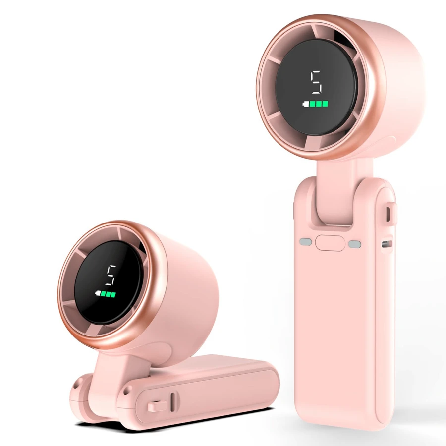 Portable Handheld Turbo Fan, 5 Gear Wind, Battery Operated, Up To 12 Working Hours, 3 IN 1 Hand Fan With Air Turbo Tech Cooling Fan For Outdoor Activities, Travel, Beach - Hồng - Xem 1