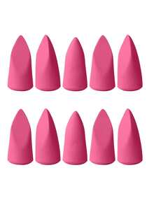 1 pieza/5 piezas/10 piezas Esponja de maquillaje de belleza clásica roja, herramienta de difuminado de maquillaje con forma de ángulo y lágrima sin látex, esponja de maquillaje con tubo redondo marcado en rojo, esponja de maquillaje con forma de lágrima estampada en rojo y triple corte - Rojo - Ver 22