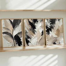 3pcs Modern Art Gold & White Floral Abstract Art Prints, Suitable For Home Decor, Room Decor, Bedroom, Living Room, Bathroom, Wall Art, Available With Frames - A - View 5