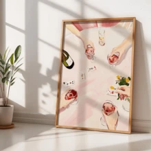 1pc Girls' Night Poster, Cheerleader Art Print: Rose Wine, Poker Night Costumes, Suitable For Home Decor, Room Decor, Bedroom Decor, Living Room Decoration, Bathroom Decor, Wall Decor, Optional Wall Art With Frame - Multicolor - View 3