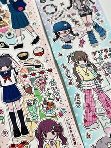 Y2K Style Cute Girl Sticker Roll | Suitable For Scrapbooking, DIY Crafts, Planner Decoration (25cm Continuous Roll, Total Length 210cm) - Multicolor - View 11
