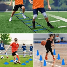 50 Piezas Conos de Entrenamiento de Fútbol – 3 Colores: Azul, Naranja, Mixto - Azul - Ver 6