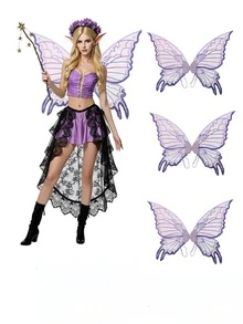 Colorful Butterfly Fairy Wings Props For Kids And Adults Party Decoration - Purple - View 4