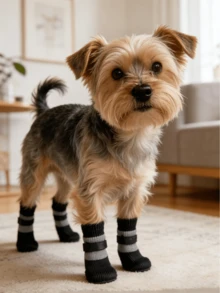 4只装防水犬猫爪套，适用于柴犬、博美犬、柯基犬等犬种，可在雨雪、高温地面保护爪子，室内外均可使用，适合宠物领养日、日常散步、跑步、玩耍等场合，防滑、可水洗、可重复使用，底部柔软，防抓挠，透气性好。 - 彩色 - 查看 2