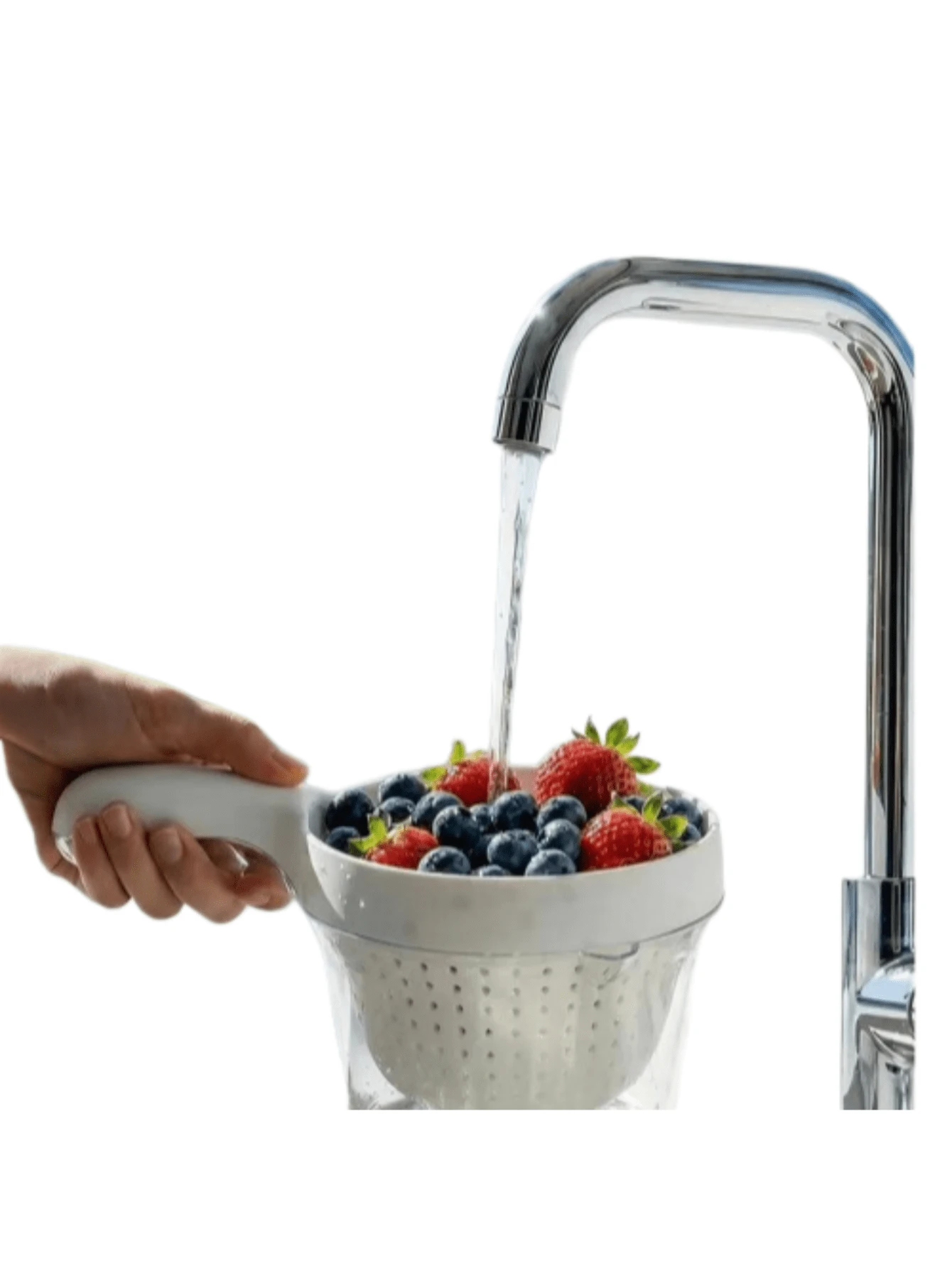 1 pièce Panier de drainage à double couche avec poignée, bleu, outil de lavage de fruits et légumes, passoire à riz de cuisine, bassin de filtrage multifonctionnel, organisateur de rangement de cuisine - Multicolore - Voir 1