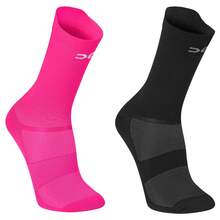 Adult Polyamide Running Socks With 3D Cuff, Breathable, Thermal Comfort, High Performance, Spinning, Cycling - Black + Pink - View 1