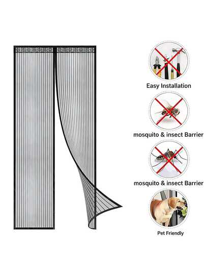 Multi-Room" Breathable Mosquito-Proof Door Curtain - Variety Of Stylish Patterns, Easy Install No-Drill Design For Bedroom, Kitchen, Living Room & Office