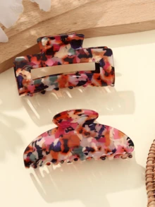 1 chiếc kẹp tóc hình móng vuốt cá mập kiểu Mỹ cổ điển, nhuộm tie-dye, thiết kế tối giản thanh lịch dành cho nữ, thích hợp cho mùa hè, kỳ nghỉ, du lịch. - Nhiều màu - Xem 1