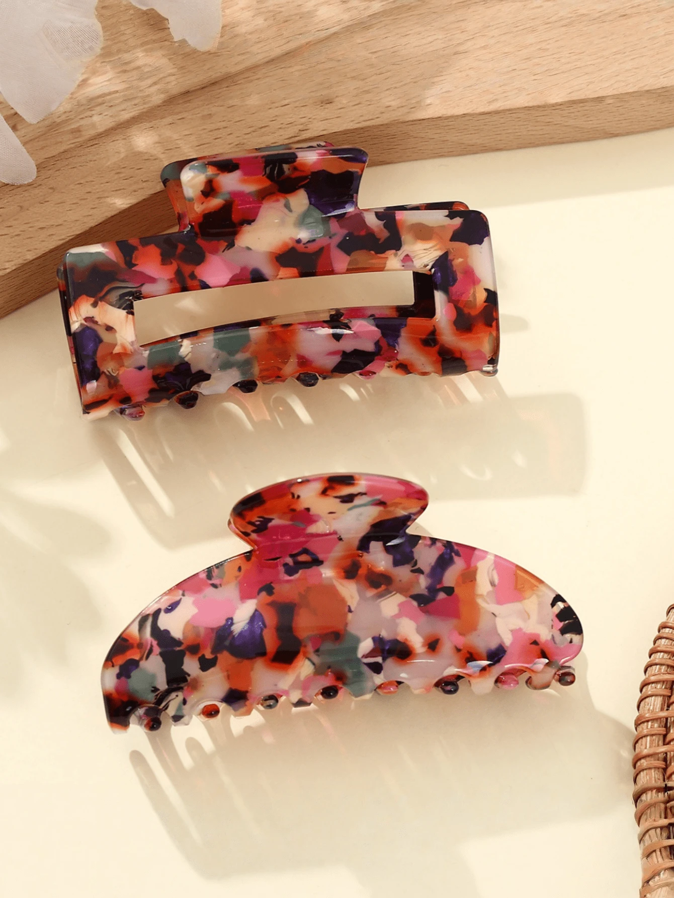 1 chiếc kẹp tóc hình móng vuốt cá mập kiểu Mỹ cổ điển, nhuộm tie-dye, thiết kế tối giản thanh lịch dành cho nữ, thích hợp cho mùa hè, kỳ nghỉ, du lịch. - Nhiều màu - Xem 1