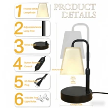 1pcs Elegant Frosted Lampshade Candle Warmer Lamp, Height Adjustable Electric Wax Melter With Timer & Dimmable Brightness, Includes GU10 Bulb, Premium Candle Melting Lamp For Bedroom Nightstand Vanity Living Room Side Table Home Decor, Perfect Gift For Mother's Day Valentine's Day Housewarming Wedding Anniversary - Xem 4