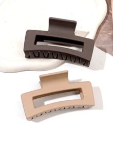 2 piezas de set de pinzas cuadradas de grosor medio de color café mate, de moda y sencillas, adecuadas para uso diario, lavado, transporte y como regalo para amigos, accesorios para el cabello, atuendos de verano, pinzas para el cabello, festivales, fiestas - Multicolor - Ver 7