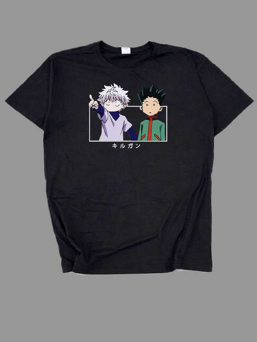 Anime Hunter T-Shirt Unisex 100% Cotton Streetwear Launch Shipping Various Colors!! - 黑色 - 查看 1