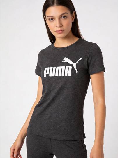 Puma 女士柔软短袖T恤，ESS标志T恤，轻便舒适休闲运动通勤短袖T恤 673655-07