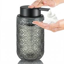 复古时尚泡沫玻璃皂液器 - 黑色按压瓶，适用于浴室和厨房洗手液 - 均碼 - 查看 15