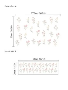 1 pieza Adhesivo de pared floral azul nórdico, adhesivo de pared decorativo para el hogar con flores y plantas, removible y reutilizable, adhesivo decorativo para un hogar acogedor, adecuado para dormitorio, sala de estar, decoración de cocina, adhesivo decorativo creativo sin adhesivo - Multicolor - Ver 15