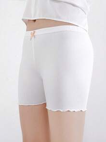 3pcs Girls' Solid Color Casual Shorts, Minimalist Frill Trim Leggings, Versatile Daily Wear - Multicolor - View 7