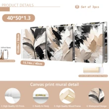 3pcs Modern Art Gold & White Floral Abstract Art Prints, Suitable For Home Decor, Room Decor, Bedroom, Living Room, Bathroom, Wall Art, Available With Frames - A - View 19