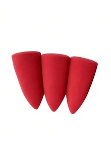 1 pieza/5 piezas/10 piezas Esponja de maquillaje de belleza clásica roja, herramienta de difuminado de maquillaje con forma de ángulo y lágrima sin látex, esponja de maquillaje con tubo redondo marcado en rojo, esponja de maquillaje con forma de lágrima estampada en rojo y triple corte - Rojo - Ver 14