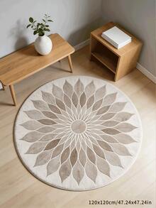 1pc Faux Wool Sunflower Printed Round Decorative Rug/Mat, Machine Washable, Soft & Comfortable, Suitable For Bedroom, Living Room, Study And More Scenarios - Multicolor - View 15
