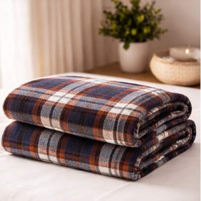 DuVlo Cobija Matrimonial de Cuadros Suave y Cálida, Manta de Franela Ligera y Confortable, Ideal para Cama, Diseño Clásico y Elegante para el Hogar, Perfecta para Invierno y Uso Diario