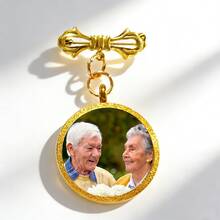 Custom Photo Brooch Pendant | Wedding Bouquet Keepsake Jewelry For Bride & Groom - Round - Frosted - View 15