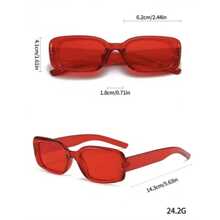 1pc Fashion Rectangular Frame Personalized Street Style Fashion Glasses - Red - View 5