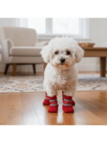 4只装防水犬猫爪套，适用于柴犬、博美犬、柯基犬等犬种，可在雨雪、高温地面保护爪子，室内外均可使用，适合宠物领养日、日常散步、跑步、玩耍等场合，防滑、可水洗、可重复使用，底部柔软，防抓挠，透气性好。 - 彩色 - 查看 12