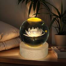 3D Laser Engraved Elephant Crystal Sphere Ornament With Wooden Base, Auto Multi-Color Glow Crystal Globe Table Decor, Wildlife Animal Keepsake Gift For Home Bedroom Desk Display, USB Powered, No Batteries Needed, Not Waterproof - Multicolor - View 16