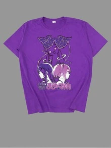 Anime Manga Madoka Magica Fantasy Magic Geek T-Shirt Unisex Male Female 100% Cotton Premium Top Streetwear Launch Immediate Shipping Various Colors!! Plus Size - 紫色 - 查看 1