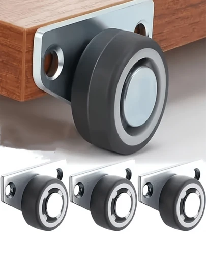 4pcs Furniture Drawer Casters, Quiet Smooth 1.25 Inch Side Mount Quiet Casters, Metal Surface Industrial Flat Bottom Casters, Modern Aesthetic Furniture Casters, Industrial Grade Flat Bottom Casters