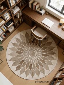 1pc Faux Wool Sunflower Printed Round Decorative Rug/Mat, Machine Washable, Soft & Comfortable, Suitable For Bedroom, Living Room, Study And More Scenarios - Multicolor - View 4