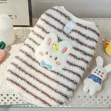 卡通法兰绒保暖狗狗衣服背心，适合泰迪熊、小狗、小猫，红色 - 灰色 - 查看 6