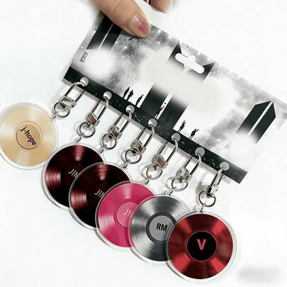 1 móc khóa hình đĩa nhạc "Arirang" KPOP, hàng phiên bản giới hạn dành cho RM, JIN, J-HOPE, JIMIN, V, vật phẩm không thể thiếu cho fan ARMY, có thể treo trên ba lô hoặc trang trí chìa khóa xe, phụ kiện nhạc Pop Hàn Quốc