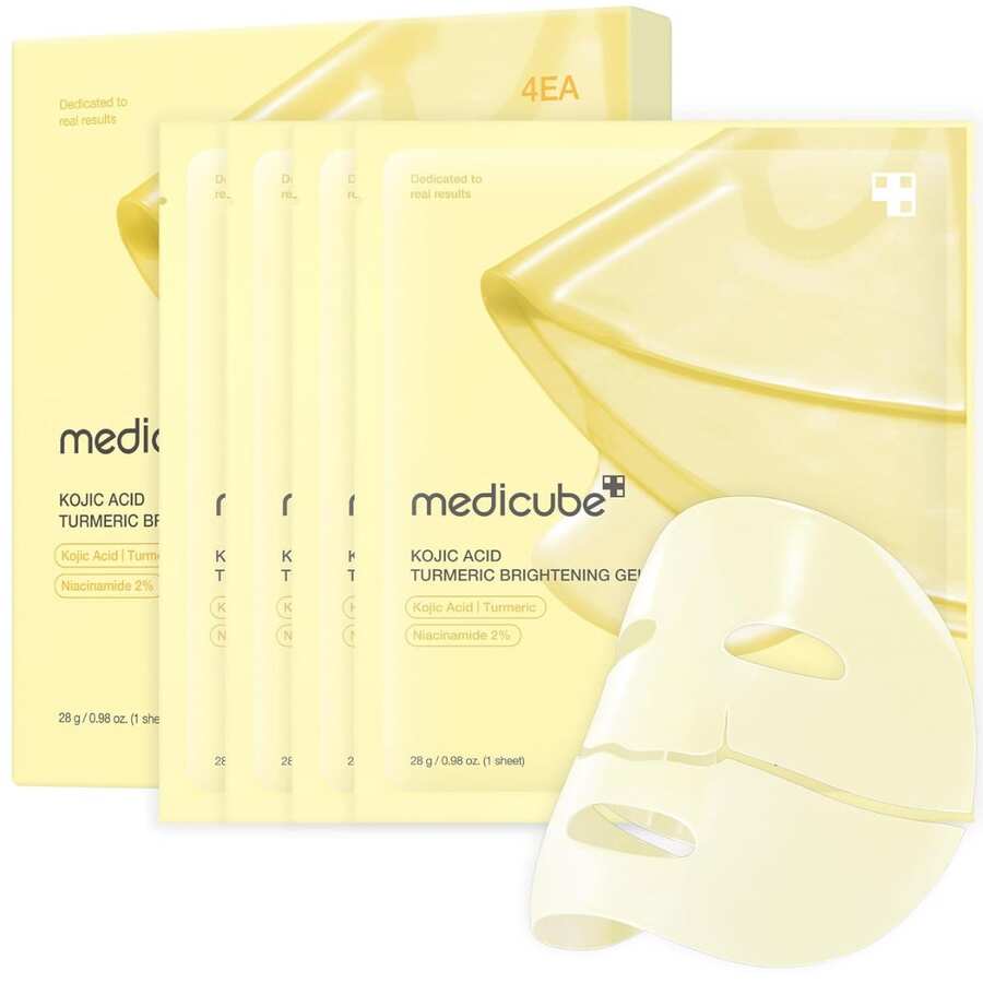 Medicube Kojic Acid Turmeric Brightening Gel Mask - Pack Of 4 Masks - Hyaluronic Acid - View 1