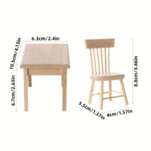 Set de 5 piese pentru casă de păpuși în miniatură, 1:12 - Set de masă și scaune micro, ideal pentru decorul și modelarea casei de păpuși! Decorațiune pentru casă de păpuși, meșteșuguri durabile din lemn, potrivite pentru decorul peisagistic micro DIY, accesorii pentru tacâmuri, recuzită pentru fotografie, decor pentru grădină de zâne, accesorii pentru bucătărie, cadouri personalizate, decor pentru cameră, meșteșuguri pentru adulți, decor pentru grădină - Multicolor - Vizualizare 5