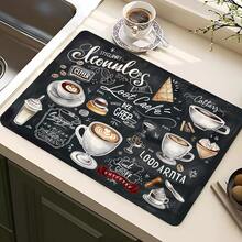 1 Piece, Square Skull Coffee-Patterned Mat, Table Mat, Coaster, Coffee Machine Mat, Kitchen Draining Mat, Home And Kitchen Placemats - Multicolor - View 6