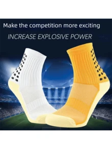 2 Pairs Football/Soccer Socks, World Cup Sports Anti-Slip Bottom Socks, Professional Sports Football Socks With Dot Grip On Sole, Breathable Mid-Calf Socks For Men & Women - Multicolor - View 2