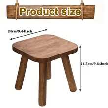 1pc Medium Wooden Plant Stand, Shoe Bench, Step Stool, 24cm Height, Suitable For Indoor Plants, Modern Style Side Table, Planter Holder, Small Round Side/Corner Table - Multicolor - View 3