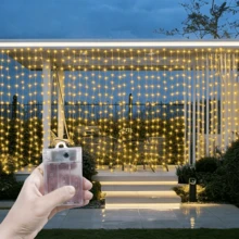 8-Mode Battery Operated String Lights, Patio Lighting, Landscape Lighting, Curtain Lights, Twinkling Wedding Party Decor, Fairy Wreath Decor Lights, Garden Lights, Camping Decor, Holiday Lights, Birthday Party Decor, 4 Color Choices Outdoor Lights, Romantic Atmosphere Bedroom Living Room Curtain Fairy Lights, Christmas Halloween Decor Colorful Lights - Battery Box Curtain Light - View 6
