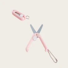 1-10pcs Morlandi Mini Foldable Scissors With Keychain, Retractable, Round Edge, Stainless Steel, Soft Color Tone, Dual-Hand Use, Suitable For DIY, Crafting, Travel - Folding Scissors - View 12