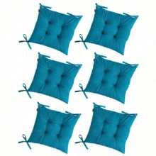 Set Of 6 Puffy Soft Square Chair Cushions – 40x40 Cm İN DER TURKEI - Cadet Blue - View 4