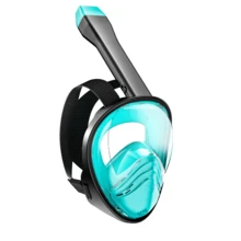 Full Face Snorkel Mask, 180° Panoramic Breathing System, Adjustable Strap And Action Camera Mount, Beach Essential, Swimming Pool Floats - Black Green - View 1