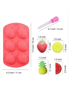 Bộ 2 khuôn làm bánh hình trái cây, bao gồm dứa, chanh, dưa hấu, dâu tây, lý tưởng để làm sô cô la, kẹo, bánh ngọt, thạch và bánh ngọt. Bộ gồm 4 khuôn và 1 ống nhỏ giọt. (Khuôn hình trái cây) - Bộ khuôn - Xem 4