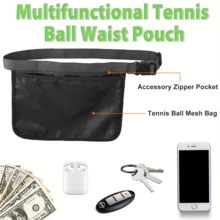 1pc Adjustable Tennis/Pickleball Ball Holder With Strap, Multifunctional Mesh Waist/Hip Pack, Sports Accessory Carrier Bag Fits 8-10 Tennis/Pickleball Balls, Suitable For Cycling - Green - View 3